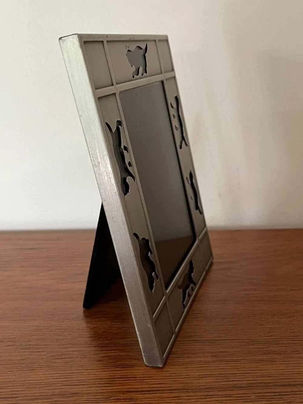 Silver Kitty Cat Photo Frame 5x7
